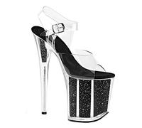 MUYEY 20Cm/7.87In Tacco A Spillo Scarpe con Tacco Alto da Donna Sandali Sexy in Cristallo Donna Open Toe Pole Dance Party Scarpe da Ballo da Sera Plus Size Pompe da Uomo,Nero,38 EU