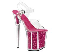 MUYEY 20Cm/7.87In Tacco A Spillo Scarpe con Tacco Alto da Donna Sandali Sexy in Cristallo Donna Open Toe Pole Dance Party Scarpe da Ballo da Sera Plus Size Pompe da Uomo,Rosa,38 EU