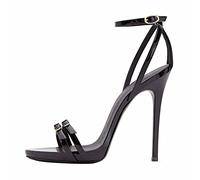 MUYEY Sandali con Cinturini con Tacco Alto da Donna 12CM per Sandali da Ballo per Feste da Sposa Taglia Grande Unisex,Nero,37