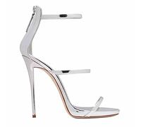 MUYEY Sandali con Tacco Alto Donna Scarpe da Ballo con Tacco A Spillo da Donna, Taglia Grande, Unisex, 12 Cm,Argento,36