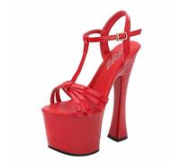 MUYEY Tacchi Alti da Donna 20 Cm Sexy Spogliarellista Performance sul Palco Pompe per Balli da Ballo Discoteca Party Dance Tacchi Alti Taglie Forti Unisex,Rosso,36 EU