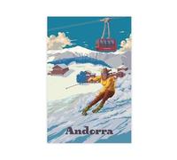 MUYGGAFF Poster su tela con immagine di Andorra Tourism - L'arte dello sci nei Pirenei, decorazione artistica da parete per soggiorno e camera da letto, 20 x 30 cm