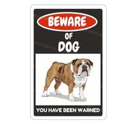 MUYIASER Beware Of Dog Sign Bulldog You Have Been Warned alluminio metallo latta segni segno di avvertimento per recinzione, cancello, cortile, decorazione da parete per la casa, 20 x 30 cm