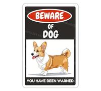 MUYIASER Beware Of Dog Sign Corgi You Have Been Warned alluminio metallo latta segni segno di avvertimento per recinzione, cancello, cortile, decorazione da parete per la casa, 20,3 x 30,5 cm