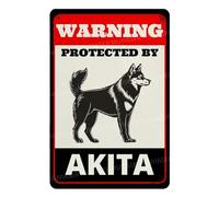 MUYIASER Beware of Dog Sign For Fence Warning Protected By Akita alluminio metallo latta segni all'aperto cartello di avvertimento per cortile, casa, cucina, fattoria, giardino, decorazione da parete
