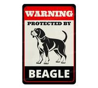 MUYIASER Beware of Dog Sign For Fence Warning Protected By Beagle alluminio metallo latta segni all'aperto cartello di avvertimento per cortile, casa, cucina, fattoria, giardino, decorazione da parete