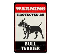 MUYIASER Beware of Dog Sign For Fence Warning Protected By Bull Terrier Segnali in alluminio Metallo Stagno Segnale di avvertimento per cortile Casa Cucina Fattoria Giardino Decorazione da parete 20 x