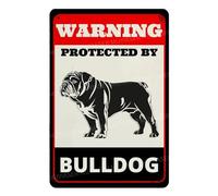 MUYIASER Beware of Dog Sign For Fence Warning Protected By Bulldog Alluminio Metallo Tin Signs Outdoor Yard Sign Segnale di avvertimento per cortile, casa, cucina, fattoria, giardino, decorazione da