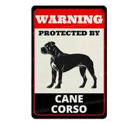MUYIASER Beware of Dog Sign For Fence Warning Protected By Cane Corso Alluminio Metallo Tin Signs Outdoor Yard Sign Segnale di avvertimento Per Cortile Casa Cucina Fattoria Giardino Decorazione Parete