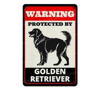 MUYIASER Beware of Dog Sign For Fence Warning Protected By Golden Retriever alluminio metallo latta segni all'aperto cartello di avvertimento per cortile, casa, cucina, fattoria, giardino, decorazione