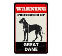 MUYIASER Beware of Dog Sign For Fence Warning Protected By Great Dane Cartello in alluminio metallo latta cartello esterno cartello di avvertimento per cortile, casa, cucina, fattoria, giardino