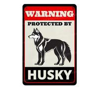MUYIASER Beware of Dog Sign For Fence Warning Protected By Husky alluminio metallo latta segni all'aperto cartello di avvertimento per cortile, casa, cucina, fattoria, giardino, decorazione da parete