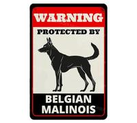 MUYIASER Beware of Dog Sign For Fence Warning Protected By Malinois Alluminio Metallo Tin Signs Outdoor Yard Sign Segnale di avvertimento Per Cortile Casa Cucina Fattoria Giardino Decorazione Parete