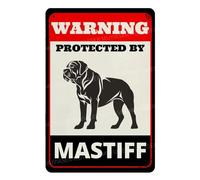 MUYIASER Beware of Dog Sign For Fence Warning Protected By Mastiff Targa in alluminio per esterni Cartello di avvertimento per cortile, casa, cucina, fattoria, giardino, decorazione da parete 20,3 x