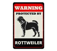 MUYIASER Beware of Dog Sign For Fence Warning Protected By Rottweiler alluminio metallo latta segni all'aperto cartello di avvertimento per cortile, casa, cucina, fattoria, giardino, decorazione da