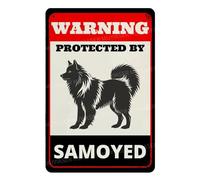 MUYIASER Beware of Dog Sign For Fence Warning Protected By Samoyed alluminio metallo segni di latta all'aperto cartello di avvertimento per cortile, casa, cucina, fattoria, giardino, decorazione da