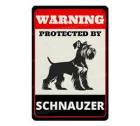 MUYIASER Beware of Dog Sign For Fence Warning Protected By Schnauzer Cartello in alluminio metallo latta cartelli per cortile esterno cartello di avvertimento per cortile, casa, cucina, fattoria