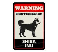 MUYIASER Beware of Dog Sign For Fence Warning Protected By Shiba Inu Segnali in alluminio Metallo Stagno Segnale di avvertimento per cortile Home Kitchen Farm Garden Wall Decor 20x30 cm