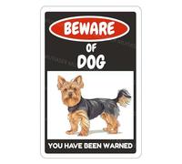 MUYIASER Beware Of Dog Sign Yorkie You Have Been Warned Targa in alluminio per porta cartello di avvertimento per recinzione, cancello, cortile, decorazione da parete per casa, 20 x 30 cm