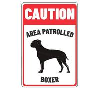 MUYIASER Cartello di attenzione area pattugliato boxer Beware of Dog cartello in alluminio metallo latta segni segno di avvertimento per recinzione, cancello, cortile, decorazione da parete per la