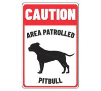 MUYIASER Segnale di attenzione Area Patrolled Pitbull Beware Of Dog Sign alluminio metallo latta segni segno di avvertimento per recinzione, cancello, cortile, decorazione da parete per casa, 20,3 x