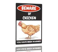 MUYIASER Targa in metallo con scritta "Beware Of Chicken Sign Chicken Coop Sign Aluminum Metal Tin Signs Door Sign Warning Sign For Fence Gate Yard Home Wall Decor 20x30,5 cm
