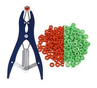 MUYIRTED Pinza per Castrazione per Maiale Elastratore con Clamp e Banda per Castrazione (Pinza per Castrazione per 1 Animale con 100 Anelli di Gomma) - Kit di Pinze in Metallo