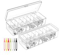 Muyohix 2 Pezzi Organizzatore di Cavi, Scatola Portacorda Trasparente con Coperchio, Scatola per l'archiviazione dei Cavi con 7 Fascette per Ufficio, Casa, Accessori da Scrivania