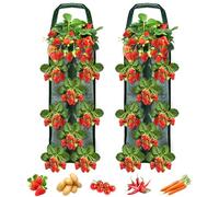Muyohix 2 Pezzi Sacchi per Piante Fragole, Traspiranti Borsa Coltivazione Fragole da Appendere, Sacchetti per Fragole con 8 Fori, per Fragole, Pomodori, Piante da Orto, Coltivazione, Piantare