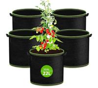 Muyohix 5 Pezzi 22 L Sacco di Coltivazione, Vaso di Stoffa, Borsa per Piante in Tessuto non Tessuto per Patate, Pomodori, Sacchetti per Piante Riutilizzabili per Balcone, Terrazza, Serra e Giardino