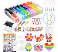 Muyohix 6300 Pezzi Set Perline da Stirare, Kit Creativo Fai da Te Con 24 Colori 5 MM Perline Bambini DIY Artigianali Con Carta da Disegno e Manuale di Progettazione