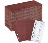 Muyohix Carta Vetrata per Levigatrice, 56 Pezzi Carta Abrasiva 93x185 mm, Grane 40/60/80/120/180/240/320/400, 8 Fori, per Legno, Metallo, Plastica e Muro