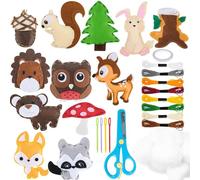Muyohix Confezione da Cucito in Feltro per Bambini, Kit Cucito per Bambini Fai Da Te con 12 Animali della Foresta, Kit Fai Da Te in Feltro per Bambini Educativi e Principianti