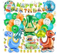 Muyohix Decorazioni Compleanno Dinosauri, Palloncini Dinosauri Compleanno XXL, Ragazzo Dinosauri Festa Decorazioni con happy birthday Striscione per Bambini Dino Festa Tema