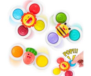 Muyohix Giocattoli a Ventosa per Neonato, 3 Pezzi Spinner Baby Ventosa, Giocattoli da Bagno Bebe, Giocattolo di Doccia, Senza BPA, Giocattolo di Sveglia e Sensoriali Educativi per 10 Mesi in più