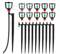 Muyohix Irrigazione Giardino, 10 Irrigazione Goccia + 10 Picchetti di Supporto 4/7mm per Irrigazione a Goccia Spruzzatori 360° per Prato, Micro Irrigatori da Giardino, Ugelli per Orto e Serra