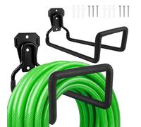 Muyohix Portatubo in Metallo, 2 Pezzi Supporto per Tubo da Giardino a Parete, Portatubo da Giardino, Gancio per Tubo da Giardino Nero per Tubo dell'acqua, Cavo di Prolunga