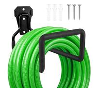 Muyohix Portatubo in Metallo, Supporto per Tubo da Giardino a Parete, Portatubo da Giardino, Gancio per Tubo da Giardino Nero per Tubo dell'acqua, Cavo di Prolunga