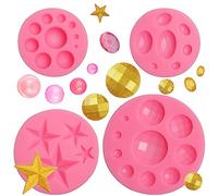 MUYULIN Stampi in silicone con gemme e perle, confezione da 4 stampi per decorazioni per cioccolato, decorazioni per torte, cupcake, pentagrammi, caramelle, argilla, strumenti per feste di compleanno