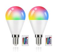muyuua Lampade LED RGB Dimmerabili: Lampadina E14 Bianco Caldo 4W 3000K con Telecomando Cambiamento di Colore per Party Bar KTV - 16 Colori 4 Modalità Dinamiche (Confezione da 2)