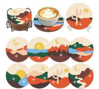 Muzagroo Art Diamond Painting Coasters with Holder Diamond Art Kit for Beginners Landscape Art Kit per ridurre lo stress, Handicrafts Paint by Diamond Coaster Art Craft Supplies 8 pezzi (Landscape)
