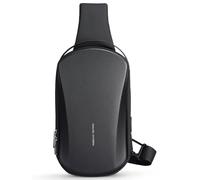 Muzee MARK RYDEN Borsa a tracolla rigida da uomo, anti-taglio e anti-impatto, con porta di ricarica USB, impermeabile, per viaggi, sport, ciclismo - Nero