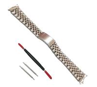 MUZIJING Cinturino per orologio Seiko serie 5 (21 mm), in acciaio inox 316L, con estremità curva, colore argento, stile vintage, 18 mm, 19 mm, 20 mm, 21 mm