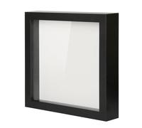 Muzilife Cornice a vetrina con pannello in lino, 20,3 x 20,3 cm, profonda, in legno e vetro, pronta da appendere, per riporre ricordi, cimeli sportivi, spille, premi, medaglie, biglietti e foto (nero)