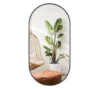 Muzilife Specchio da parete per bagno, 50,8 cm x 101,6 cm, specchio ovale da parete con struttura in metallo, da appendere orizzontalmente o verticalmente per ingresso, soggiorno, bagno, nero