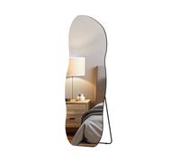Muzilife Specchio da pavimento asimmetrico per tutto il corpo, 160 x 60 cm, senza cornice, grande specchio da parete irregolare con pannello posteriore in MDF, decorazione per parete, soggiorno