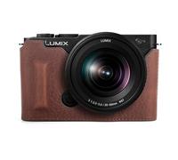 MUZIRI KINOKOO Custodia compatibile con Panasonic Lumix DC-S9 Fotocamera, cover protettiva in vera pelle per Camera Lumix S9 - con apertura inferiore e design con impugnatura - Marrone