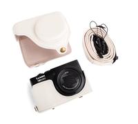 MUZIRI KINOKOO Custodia per fotocamera digitale Panasonic Lumix DC-TZ99, custodia in pelle PU per Lumix TZ99, custodia rimovibile con tracolla regolabile, colore: Bianco