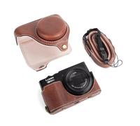 MUZIRI KINOKOO Custodia per fotocamera digitale Panasonic Lumix DC-TZ99, custodia in pelle PU per Lumix TZ99, custodia rimovibile con tracolla regolabile - Caffè