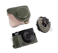 MUZIRI KINOKOO Custodia per fotocamera digitale Panasonic Lumix DC-TZ99, custodia in pelle PU per Lumix TZ99, custodia rimovibile con tracolla regolabile - verde
